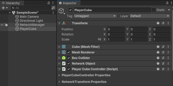 add the PlayerCubeController component
